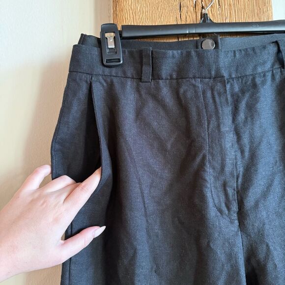 Favorite Daughter The Bea Pant Linen Blend Ankle Straight Trouser Black Size 6 - Picture 6 of 11